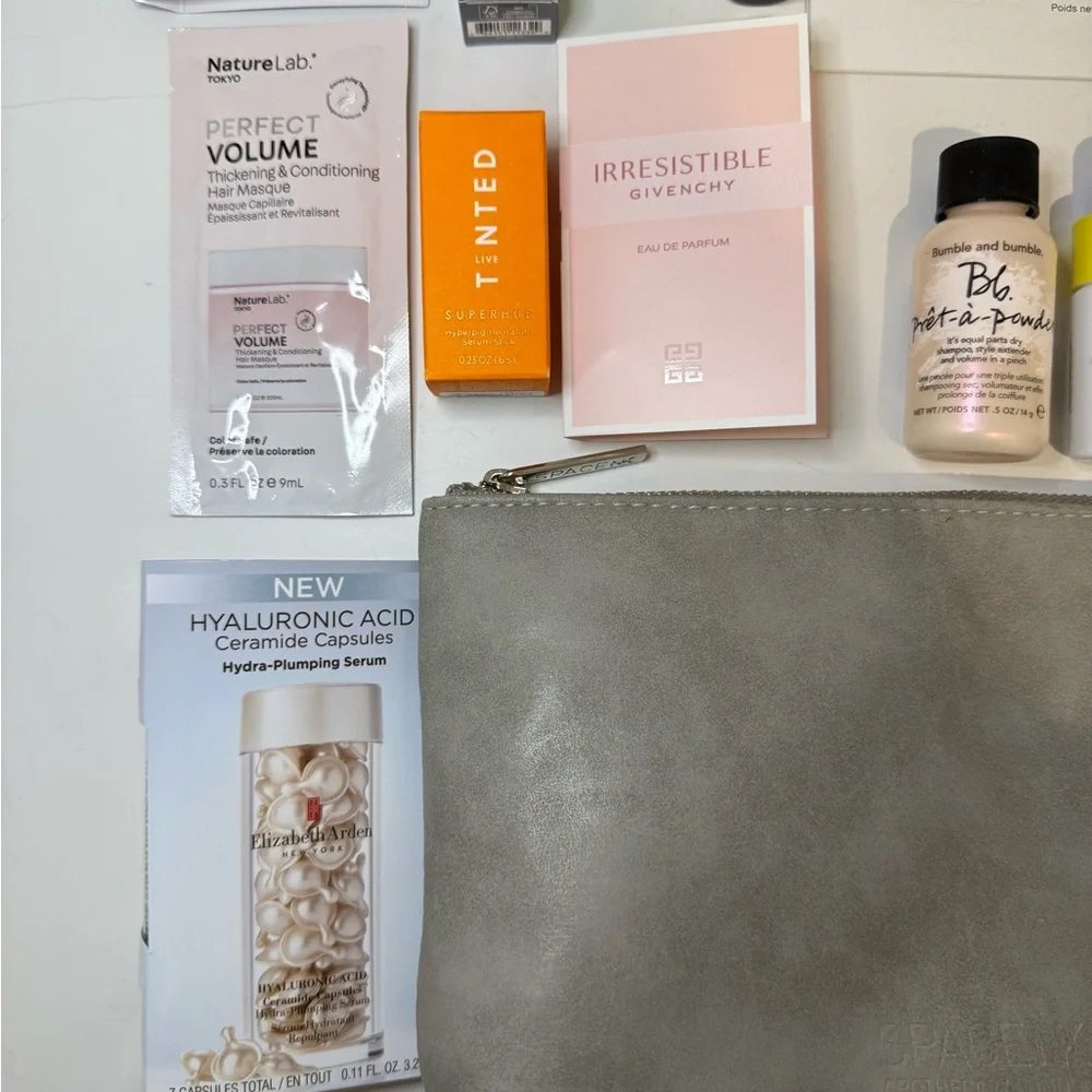 Luxury High End Beauty Skincare Samples Trial Size Bag Bundle with Nail Strips